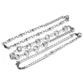 Détail du lot de bracelets argentés avec incrustation de cristal et motifs à chevrons - Argent