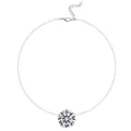 Collar invisible de hilo de pescar con colgante redondo de circonita brillante - Circonita Blanca
