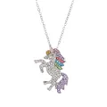Collier avec pendentif licorne étincelant et strass colorés sur chaîne argentée - Collier Pendentif Licorne / Argent