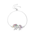 Bracelet licorne en argent avec strass colorés et chaîne à boîte réglable élégante - Bracelet Licorne Ajustable / Argent