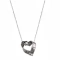 Detail of vintage silver heart necklace with unique ruler scale engraving on pendant - Antique Silver