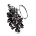 Ensemble de bagues papillon vintage argentées avec cristal violet et gravures florales - Taille 6 / Violet
