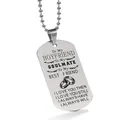 Detail of stainless steel dog tag necklace with engraved message to boyfriend - To My Boyfriend