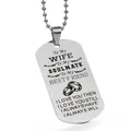 Polished stainless steel dog tag necklace with engraved romantic message for wife - To My Wife