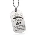 Polished stainless steel dog tag necklace with emotional message and ball chain - To My Girlfriend