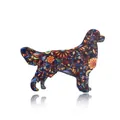 Broche artístico de Golden Retriever con coloridos patrones florales de mandala sobre blanco - Golden Retriever hacia la derecha