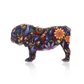 Broche de bulldog francés con un vibrante diseño de patrón floral de mandala - Bulldog hacia la izquierda