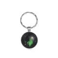 Detalle de llavero del zodiaco plateado con bola de cristal de nebulosa galaxia verde - Géminis(2)