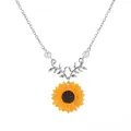 Collier avec pendentif tournesol élégant, chaîne argentée, fleur jaune et perles - 02 Collier Tournesol Argenté
