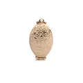 Vintage rose gold oval locket pendant with intricate floral engraving on a white background - Rose Gold