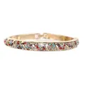 Bracelet doré orné de strass colorés avec un design à rayures diagonales - Or + Multicolore