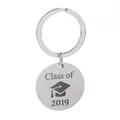 Portachiavi laurea in acciaio inossidabile argento con testo Class of 2019 e tocco accademico - Tocco Classe del 2019 Targhetta Rotonda