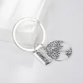 Silver Tree of Life keychain with rectangular metal tag engraved with FAMILY lettering - Large / Antique Silver
