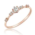 Elegant rose gold thin band ring with seven shimmering white crystals in a minimalist design - US 6 / Rose Gold