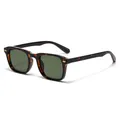 Retro tortoise shell square sunglasses with green lenses and gold metal accents - Tortoise Frame Green Lens (SZ1009) / Tortoise Green Lens