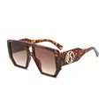 Oversized tortoise frame sunglasses with gradient brown lenses and S logo on temple - Tortoise/Gradient Brown Lens