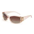 Lunettes de soleil Y2K polarisées avec monture rose et détail papillon doré chic - Monture Rose Lentille Dégradé Thé Décor Or