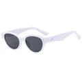 Lunettes de soleil œil de chat rétro avec monture blanche et verres noirs et points argent - Lunettes de soleil / Blanc Mat