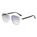 Polygonal aviator sunglasses with gold metal frame and blue to orange gradient lenses - Gold Frame Blue Tea Lens