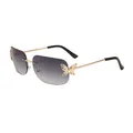 Rimless butterfly sunglasses with grey gradient lenses and gold rhinestone details - Square Frame (C3) / Gold Frame Gradient Gray Lens