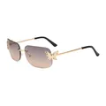 Frameless square butterfly sunglasses with brown gradient lenses and rhinestone detail - Square Frame (C2) / Gold Frame Gradient Tea Lenses