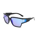 Occhiali da sole sportivi Y2K YK2 con montura nera e lenti a specchio blu e viola - Montatura Nera Viola Sfumato (C4)