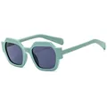 Chic mint green polygonal sunglasses with thick frames and dark lenses for women - Green Frame Grey Lens