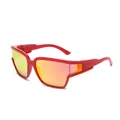 Futuristic Y2K wrap-around sports sunglasses with red frame and orange gradient lenses - Red Frame Orange Mirror (C5)