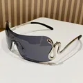 Occhiali da sole senza montatura con lenti grigie e decorazione a serpente d'argento - Montatura Argento Lente Grigia