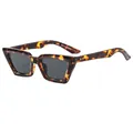 Vintage tortoiseshell cat eye sunglasses with dark grey lenses and metal dot accents - Dark Tortoise Frame Black Grey Lens (C2)