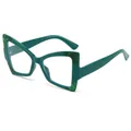 Lunettes papillon modernes vert forêt avec détails de texture de marbre - Monture Verte Verre Transparent (C9)