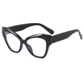 Fashionable black cat-eye anti-blue light glasses frame with thick modern frames - Bright Black
