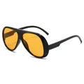 Fashion oversized aviator sunglasses with black frames and vibrant orange lenses - Regular / Black Frame Orange Lens