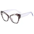 Stylish cat-eye blue light blocking glasses with marble pattern frame and purple temples - Transparent Floral Pattern