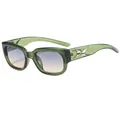 Lunettes de soleil rétro à petit cadre vert transparent et verres dégradés - Monture Verte Transparente Verres Vert-Jaune
