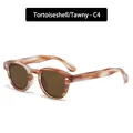 Retro round tortoiseshell sunglasses with silver rivet accents and tawny lenses - Tortoiseshell Frame Tawny Lens (C4)