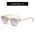 Retro round sunglasses in transparent tawny frames with stylish purple gradient lenses - Tawny Transparent Frame Gradient Purple Lens (C5)