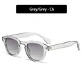 Retro round sunglasses with transparent grey frame and grey gradient lenses in C6 variant - Grey Transparent Frame Grey Gradient Lens (C6)