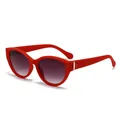 Retro Katzenaugen-Sonnenbrille für Damen in Rot mit lila Verlauf und goldenen Akzenten - Roter Rahmen Weinrote Linse