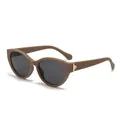 Vintage cat-eye zonnebril met donkerbruin mat montuur en grijze lenzen voor dames - Koffieframe Grijze Lenzen