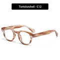 Retro round tortoiseshell frames with metal rivet accents and clear lenses - Tortoiseshell Frame Clear Lens (C12)