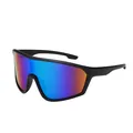 Outdoor sports cycling sunglasses with black matte frame and gradient color lenses - Black Frame Green Mirror