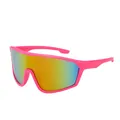 Pink sports cycling sunglasses with orange mirror lens for outdoor windproof protection - Pink Frame Red Lens