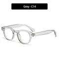 Classic retro round frame eyeglasses in transparent grey finish with SKU C14 - Grey Transparent Frame Clear Lens (C14)