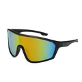 Sport cycling sunglasses with black frame and yellow-blue gradient mirror lens - Black Frame Red Mirror