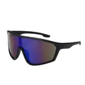 Matte black cycling sunglasses with large blue polarized lenses for outdoor sports - Black Frame Blue Coating