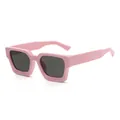 Retro kleine vierkante roze zonnebril met dik montuur en donkergrijze glazen - Roze Frame Grijze Glazen