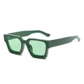 Retro vierkante zonnebril met donkergroen mat montuur en gekleurde glazen - Massief Groen met Groene Lens