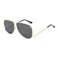 Classic aviator sunglasses with gold metal frame and dark lenses from 45-degree angle - Gold Frame Grey Lens
