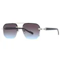 Lunettes de soleil sans monture avec verres dégradés et monture en métal doré à double pont - Monture Argent Verres Bleu Gris